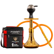Dark Knight Slash Hookah with Bag - Gold Stem / Gold Base