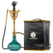 COCOYAYA Yara Hookah with Bag - Gold Stem / Emerald Green Base