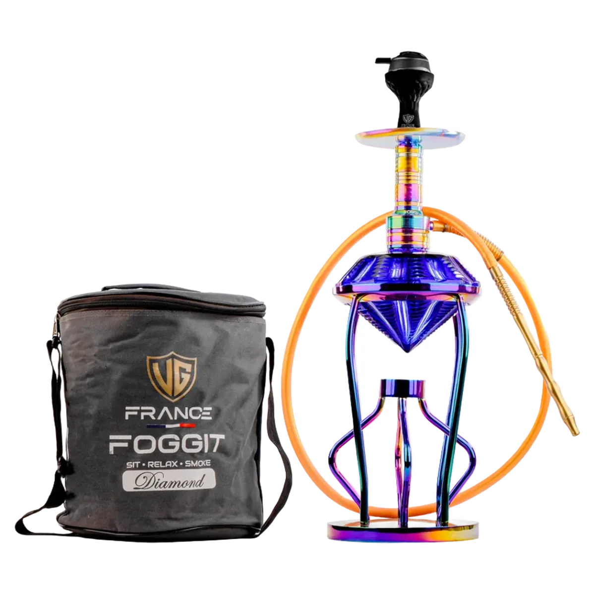 Gemstone Hookah - Rainbow Stem (Blue Base)