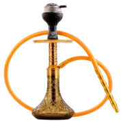Dark Knight Slash Hookah with Bag - Gold Stem / Gold Base