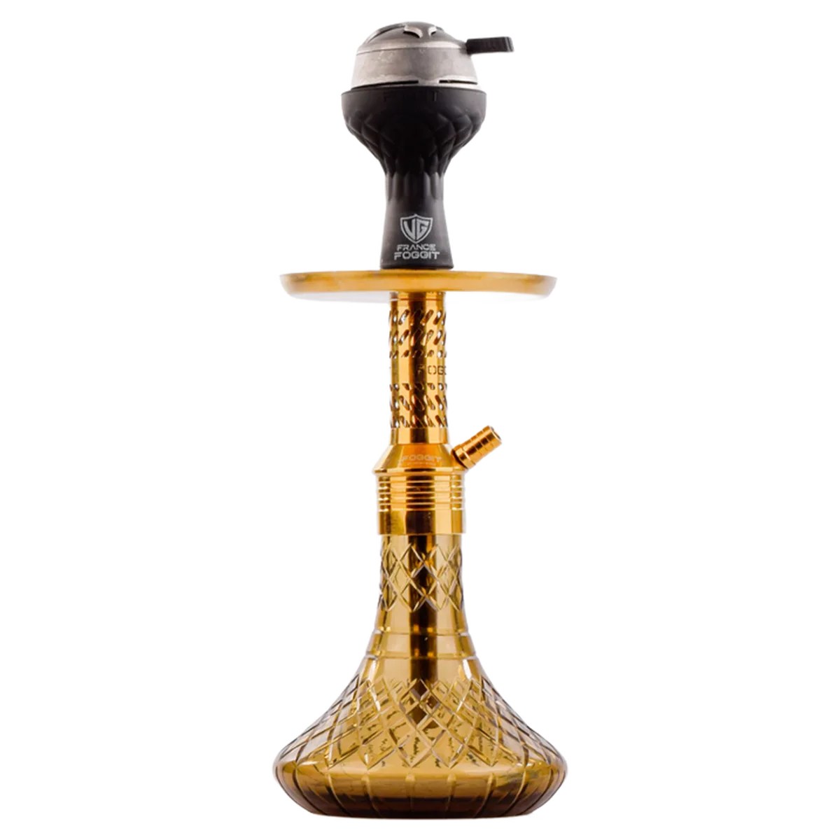 Dark Knight Slash Hookah with Bag - Gold Stem / Gold Base