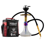 Dark Knight Gem Hookah with Bag - Rainbow Stem / Transparent Base