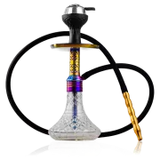Dark Knight Gem Hookah with Bag - Rainbow Stem / Transparent Base