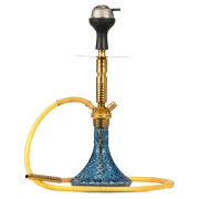 JOE Hookah with Bag (Fighter Series) - Sky Blue Base / Golden Stem