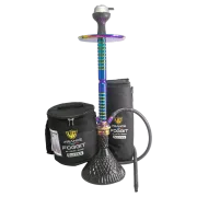 Sultan Hookah with 2 Bags - Black Base / Rainbow Stem